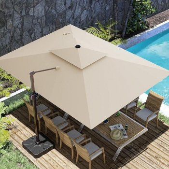 Rotation Offset Patio Umbrella: Clear-Center, All-Day Shade
