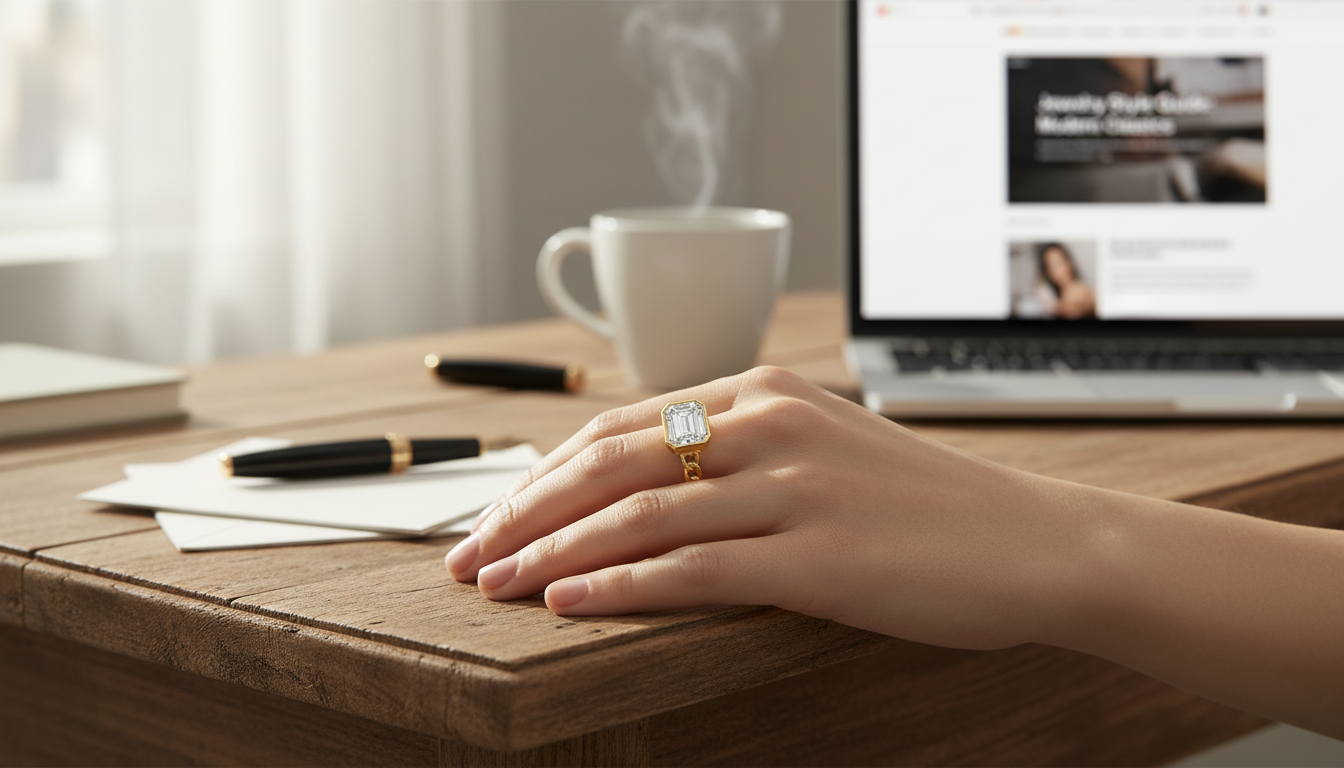 Emerald Cut Moissanite Ring: 2ct in 14K AU585 Gold