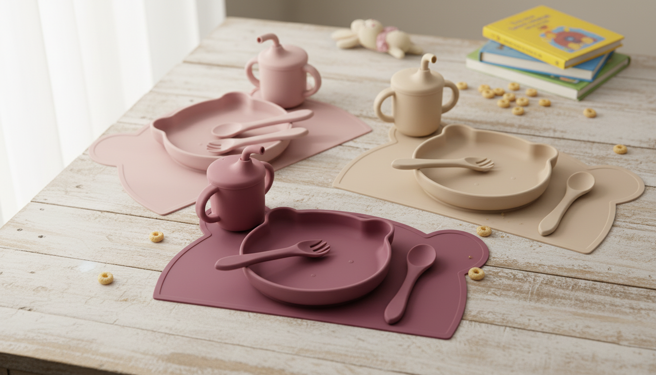 5-Piece Silicone Baby Feeding Set: Suction & Sippy Cup