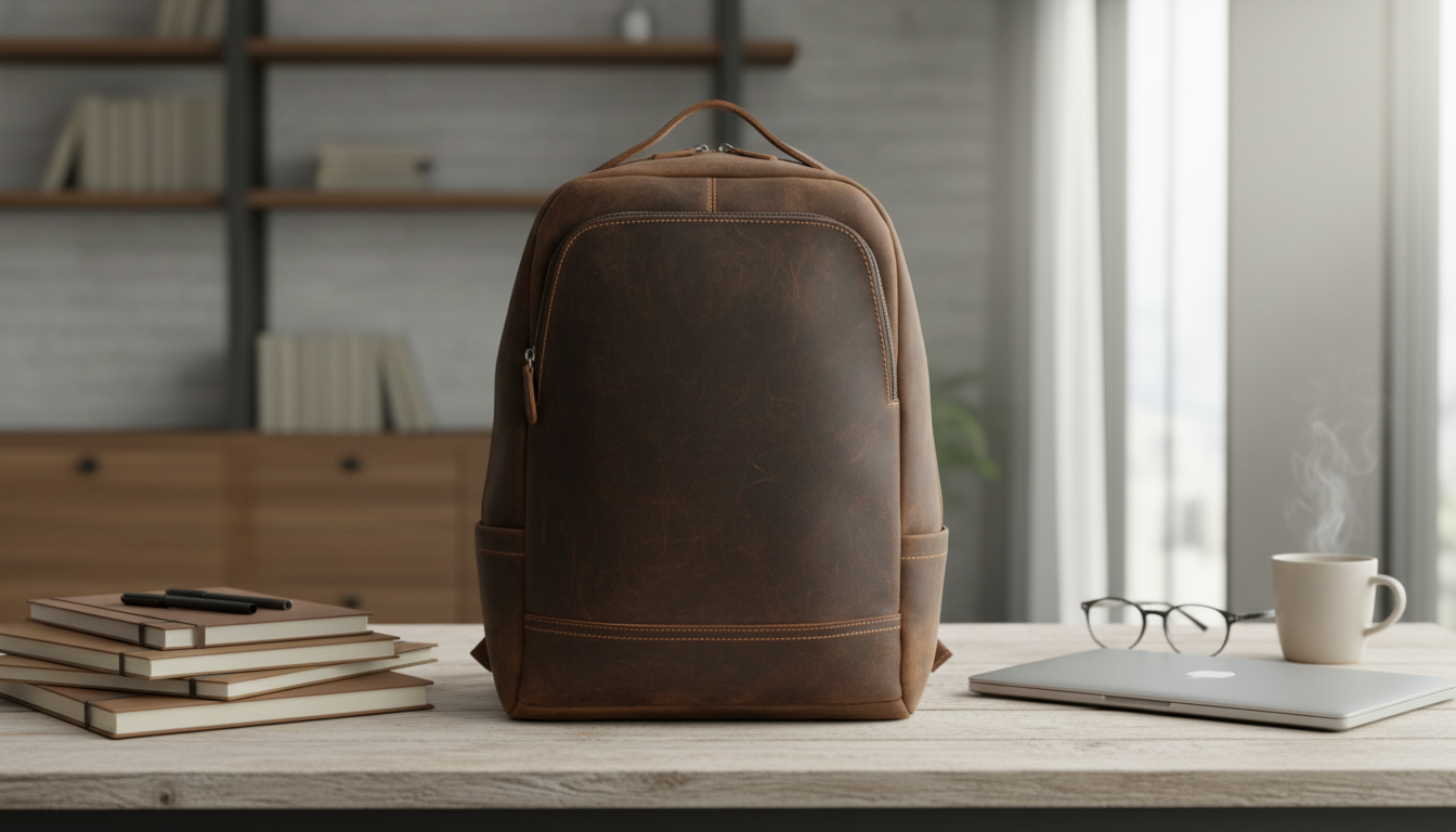 Genuine Leather Men's Laptop Backpack (15.6) for Travel