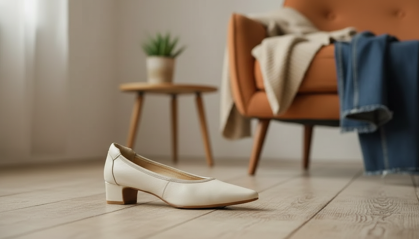 Genuine Leather Retro Office Pumps: 4cm Square Heel