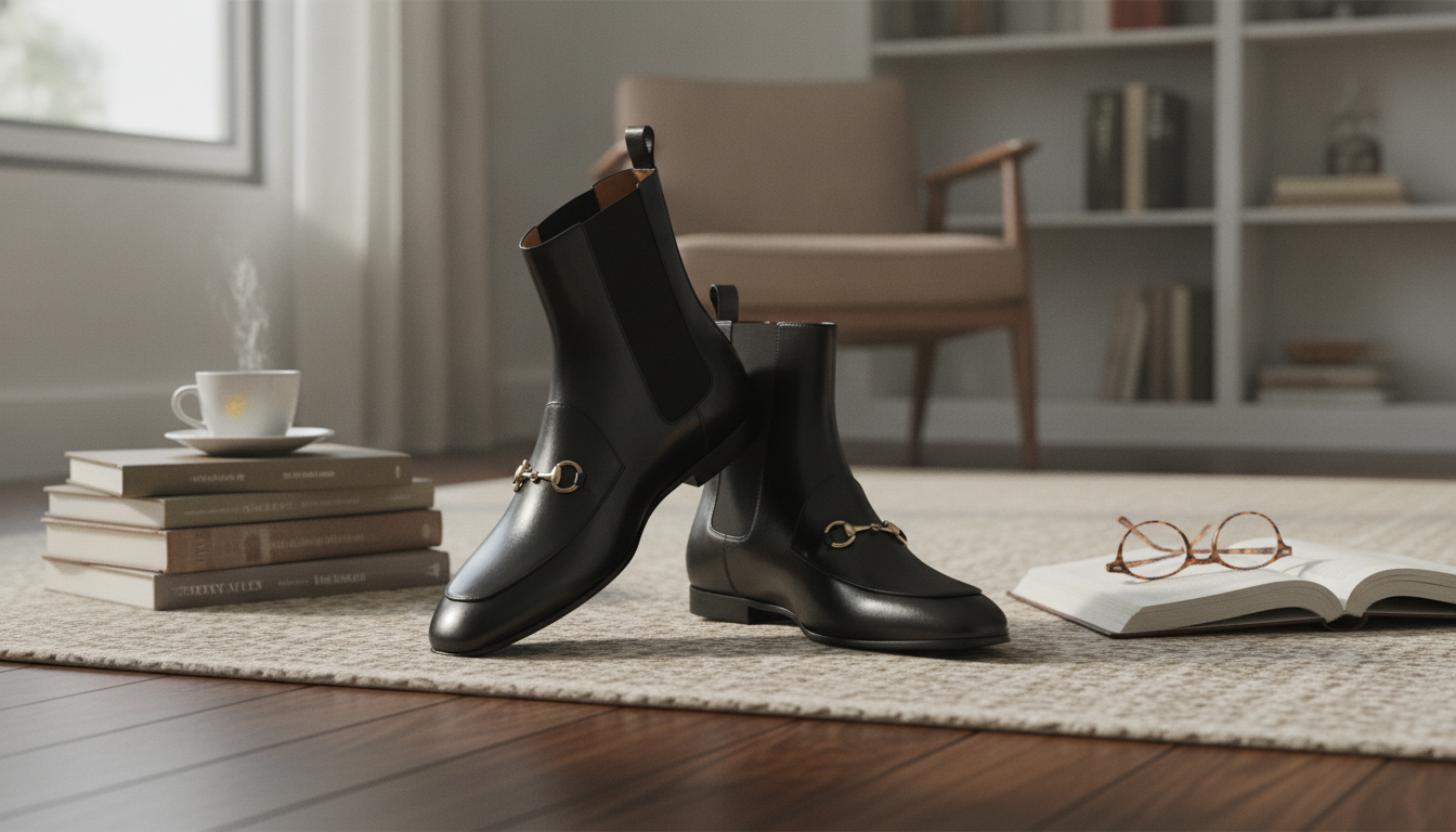 Gucci Jordaan Leather Ankle Boots with Gancini Logo