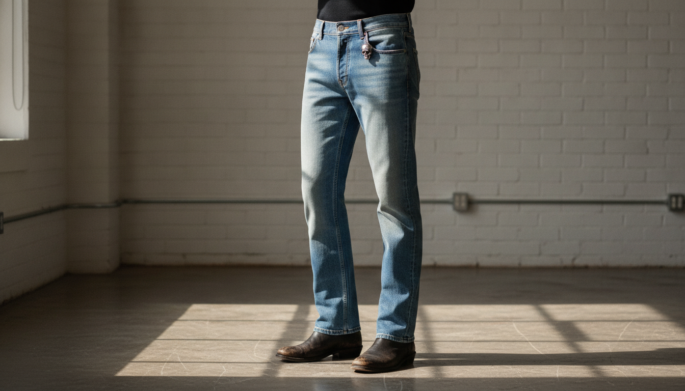 McQueen Straight-Leg Jeans With Skull Plaque Detail