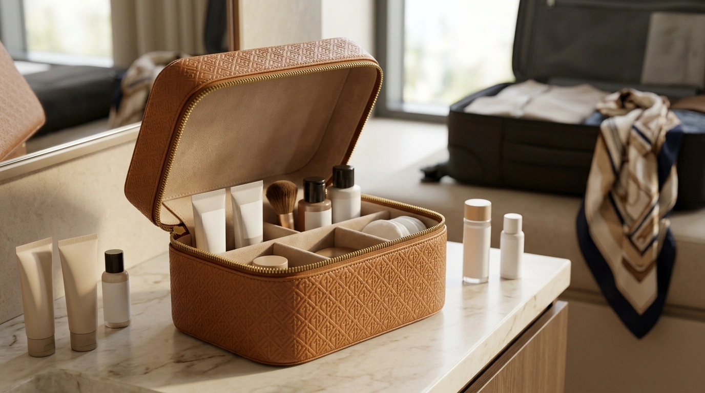 Fendi FF Leather Beauty Case: Chic Organizer for Travel