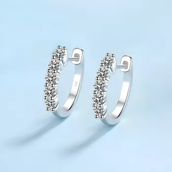 18K White Gold Moissanite Hoop Earrings (1ct Look)
