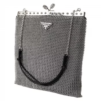 Prada Silver & Black Metal Mesh Chain Evening Bag Guide